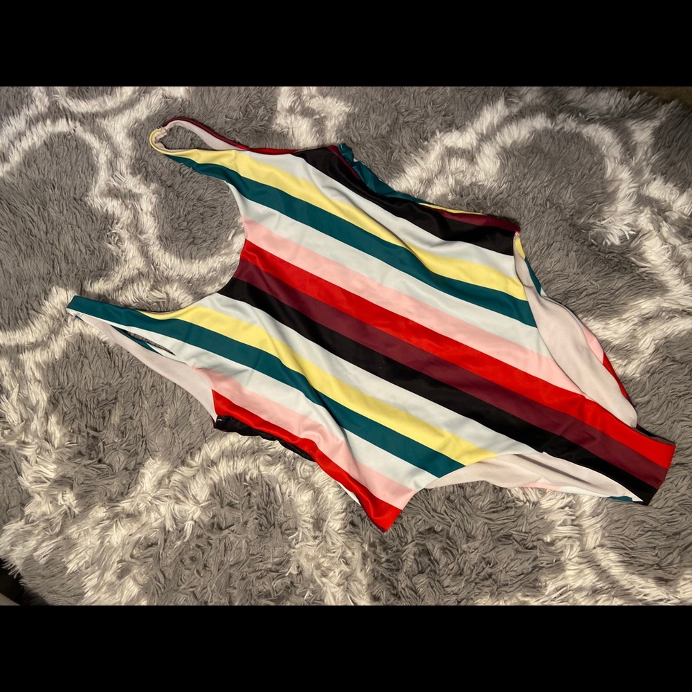 Striped one piece swimsuit